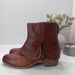 Kork-Ease Kalista Leather Back & Side Zip Ankle Boots Tan Rum Women's US 11M